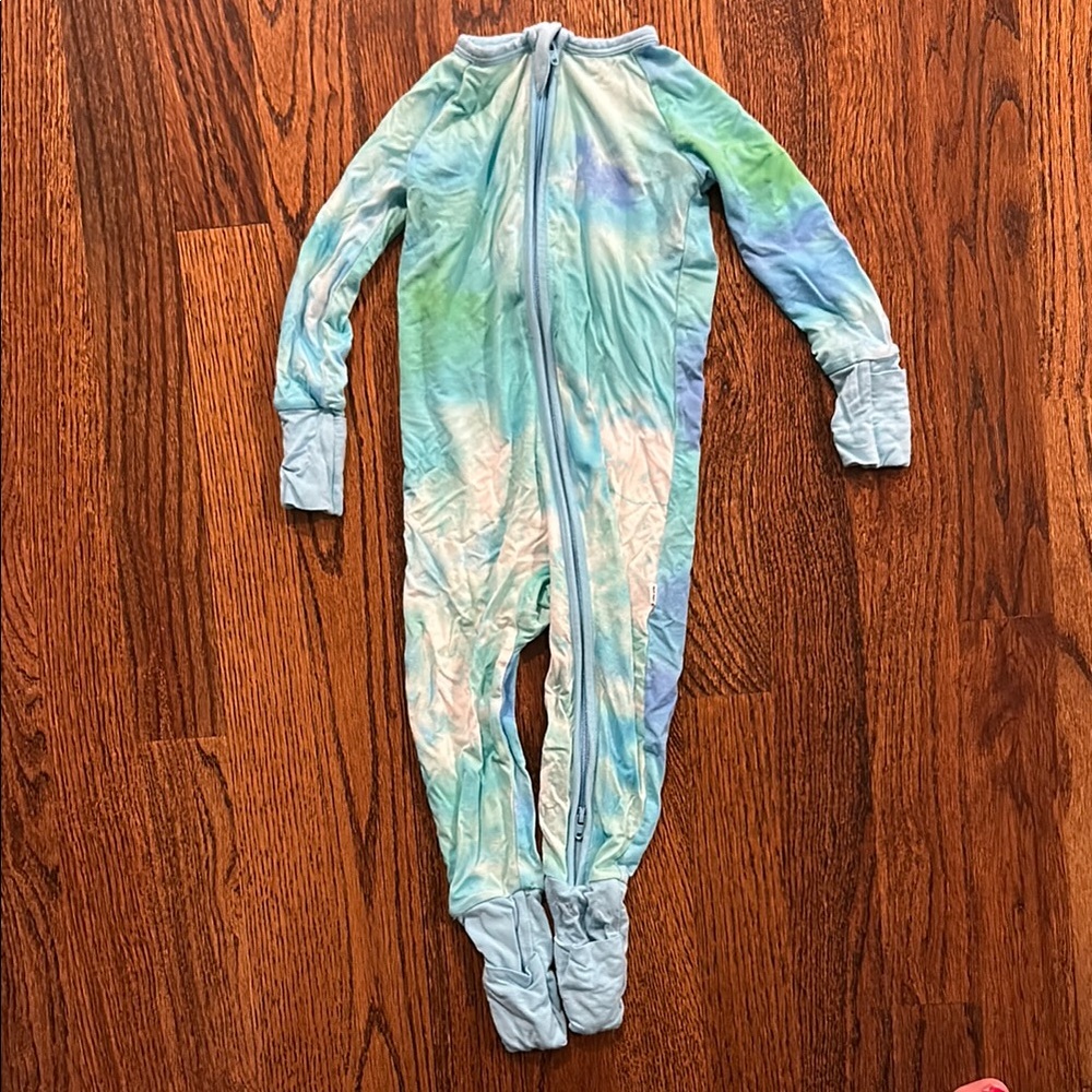 Little Sleepies Blue and Green Footies with Shimmering Finish